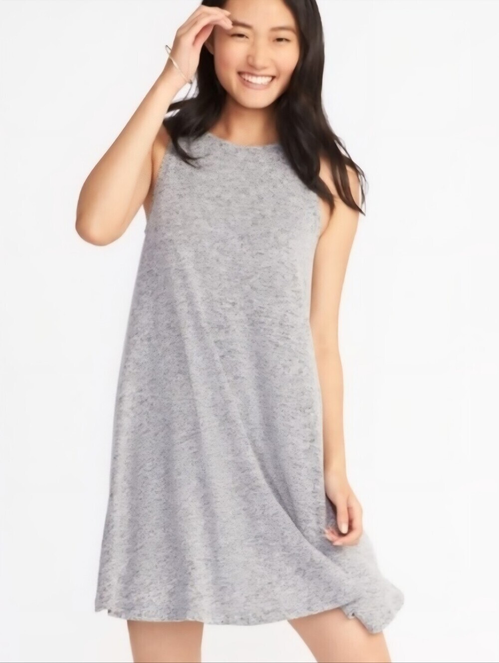 Old Navy Plush Knit Swing Tank Dress Marled Heather Grey Women's XL Sleeveless